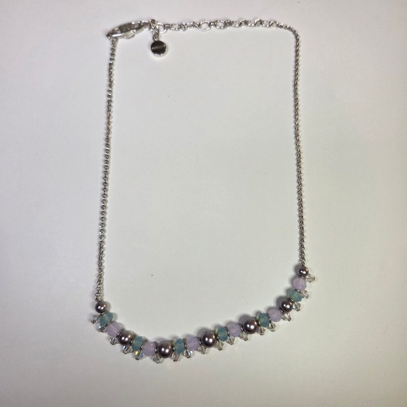 Givenchy Jewelry - Givenchy Silver Tone Pastel Crystal Beaded Necklace Authentic 18 Inch Designer
